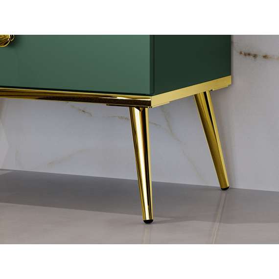 Nattbord Fonest 50x54 cm - labrador - 1 skuff - metall ben gul