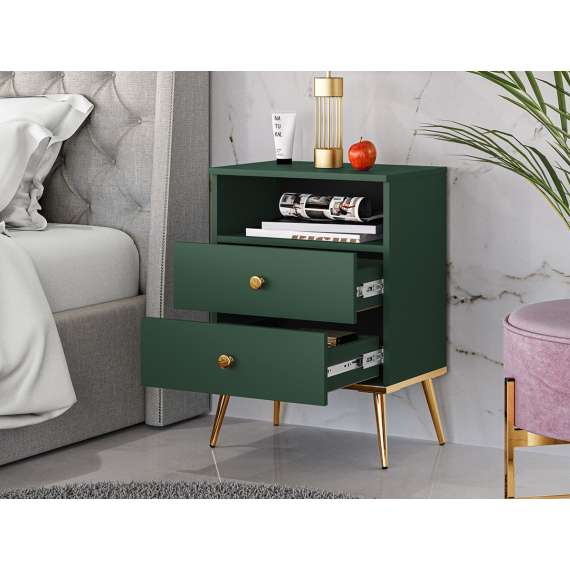 Nattbord Fonest 50x70 cm - labrador - 2 skuffer- metall ben gul