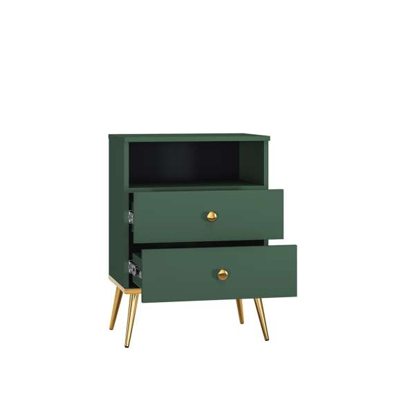 Nattbord Fonest 50x70 cm - labrador - 2 skuffer- metall ben gul