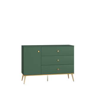 Skjenk Fonest 120x54 cm - labrador - 1 dør - 3 skuffer - metall ben gul