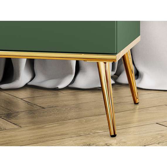 Skjenk Fonest 120x54 cm - labrador - 1 dør - 3 skuffer - metall ben gul