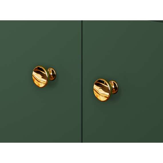 Skjenk Fonest 160x85 cm - labrador - 2 dører - 3 skuffer - metall ben gul