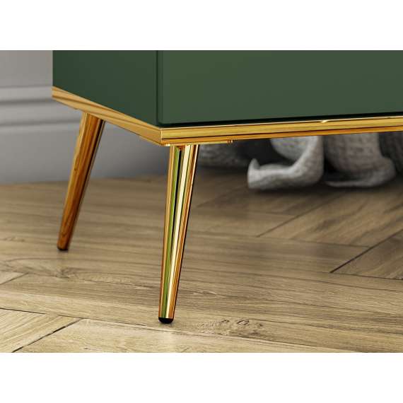 Skjenk Fonest 160x85 cm - labrador - 2 dører - 3 skuffer - metall ben gul