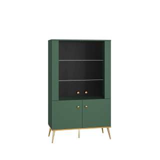 Vitrineskap Fonest 92x152 cm - labrador - 2 dører - metall ben gul