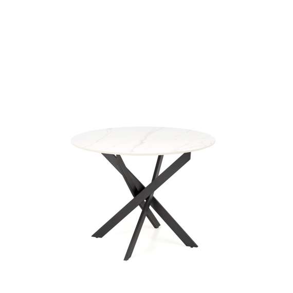 Spisebord Edgar 2 - Ø100 cm - hvit marmor imitasjon
