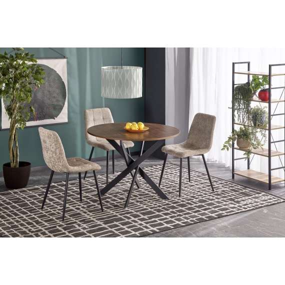 Spisebord Edgar 2 - Ø100 cm - valnøtt - svart ben