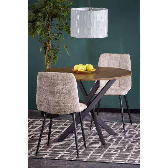 Spisebord Edgar 2 - Ø100 cm - valnøtt - svart ben