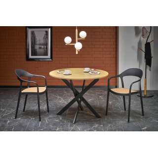 Spisebord Edgar 2 - Ø100 cm - eik gold - svart ben