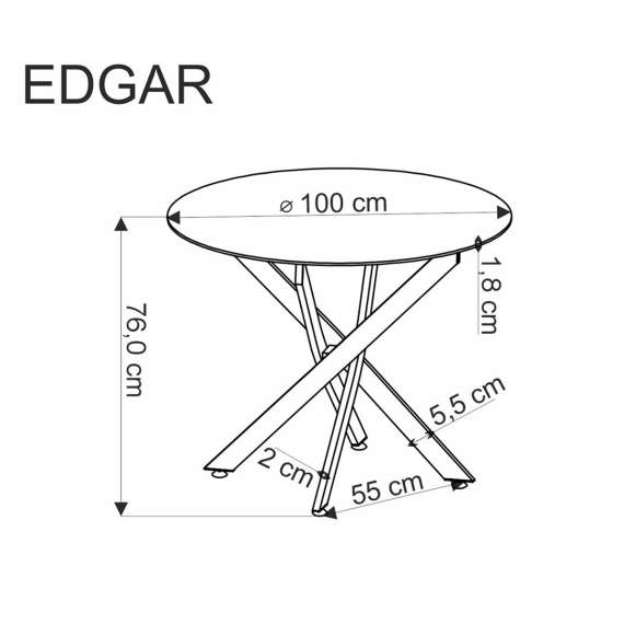 Spisebord Edgar 2 - Ø100 cm - eik gold - svart ben