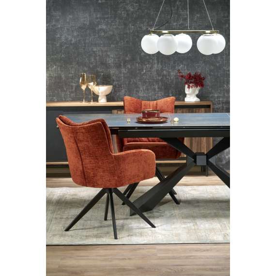 Spisebord Luciano 180-230 cm - marmor imitasjon - metal ben