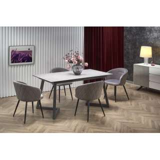 Spisebord Tiziano 160-210 cm - mørj grå - svart - metal ben