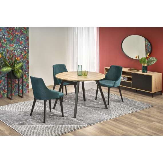 Spisebord Ruben Ø102 cm - eik artisan - svart ben