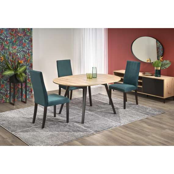 Spisebord Ruben Ø102 cm - eik artisan - svart ben