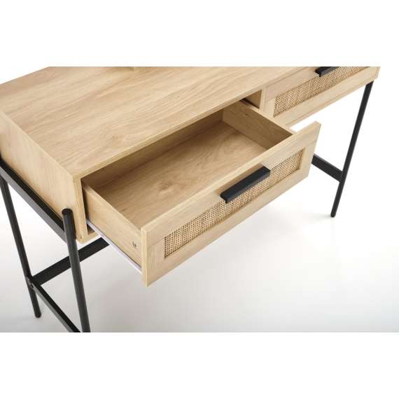 Sminkebord Carmen 104x35 cm - eik - 2 skuffer - metal ben