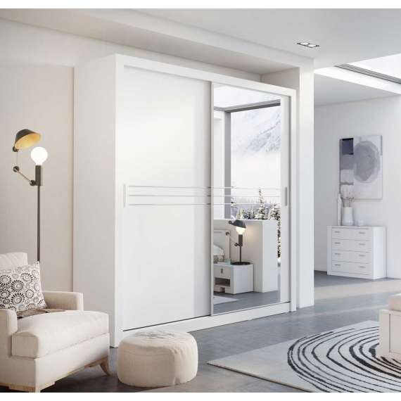 Garderobeskap Idea 203x215 cm - hvit - speil