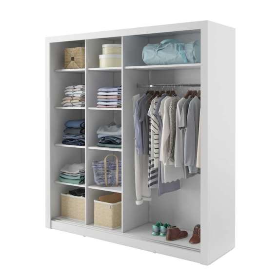 Garderobeskap Idea 203x215 cm - hvit - speil