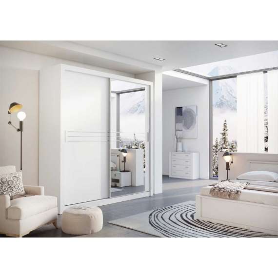 Garderobeskap Idea 203x215 cm - hvit - speil