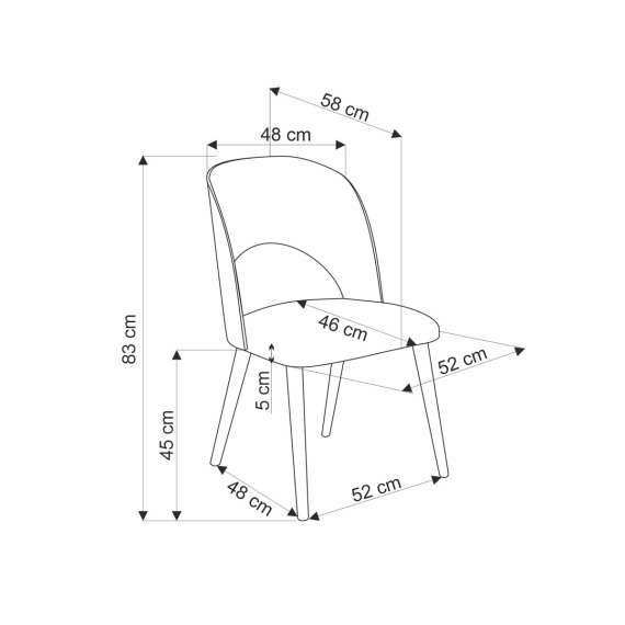 Stol Cadiz - eik - grå stoff