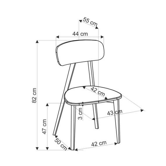 Stol Hylo - sort - beige stoff