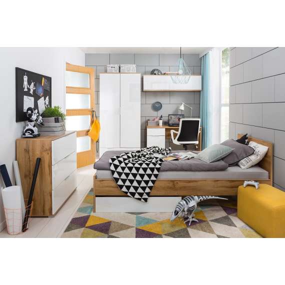 Seng Zele 90x200 cm - eik wotan - 1 skuff