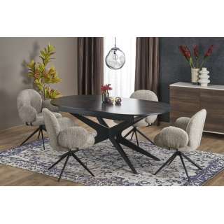 Spisebord Sandro 180-240 cm - svart foliert MDF - metal ben