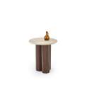 Sidebord Dorotea Ø50 cm - valnøtt  - travertin