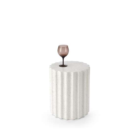 Sidebord Fara Ø41 cm - hvit kompositt