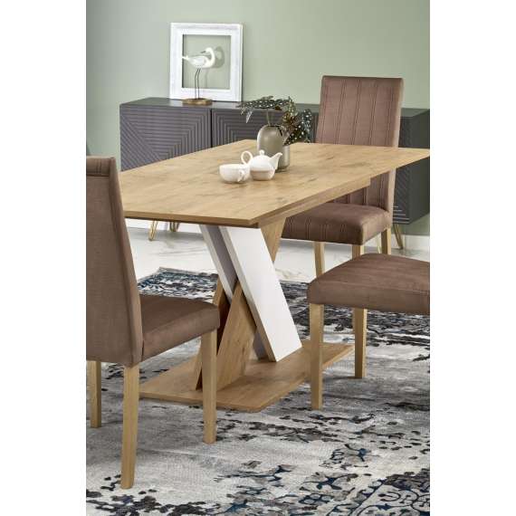 Spisebord Xarelto 135-175 cm - eik lancelot - hvit matt