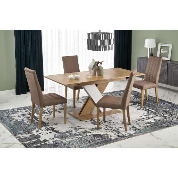 Spisebord Xarelto 135-175 cm - eik lancelot - hvit matt