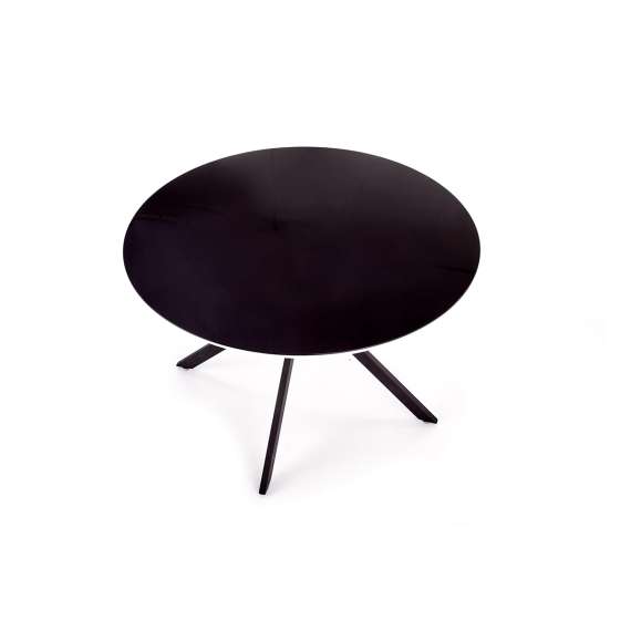 Spisebord Avelar Ø120 cm - svart glass - metall ben