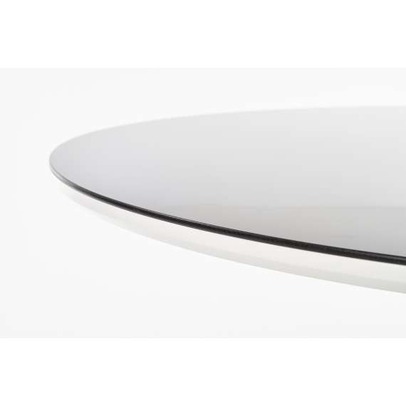 Spisebord Avelar Ø120 cm - svart glass - metall ben