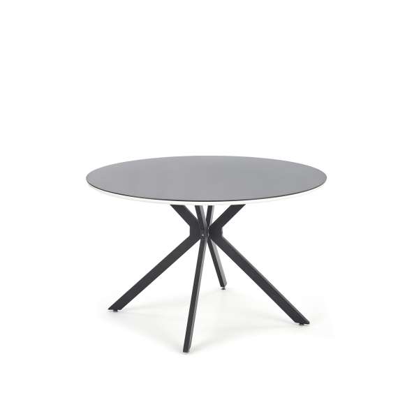 Spisebord Avelar Ø120 cm - svart glass - metall ben