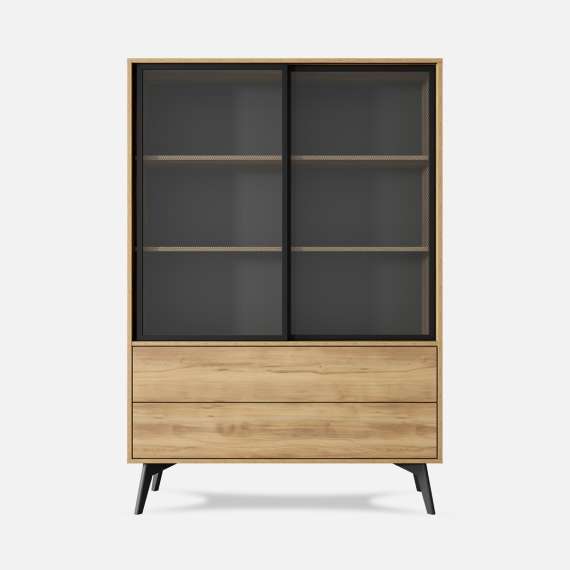 Vitrineskap Slideo 103x165 cm - eik - med glassdør