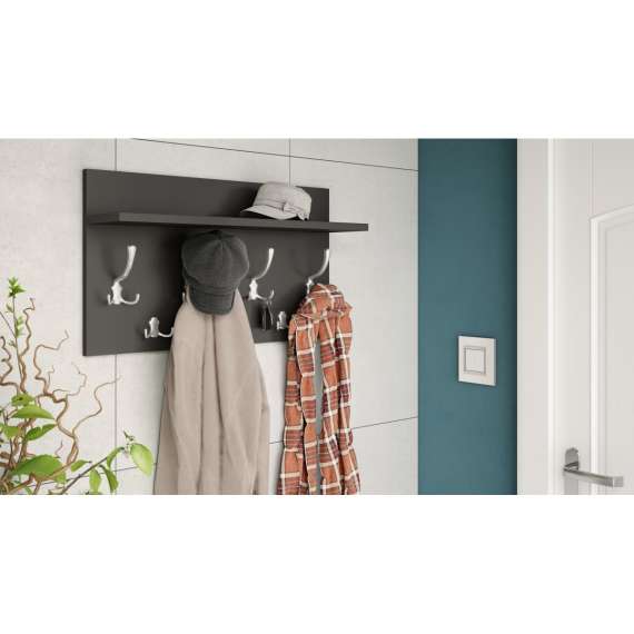 Hattehylle Finla 70 cm - Antrasitt - med knagger