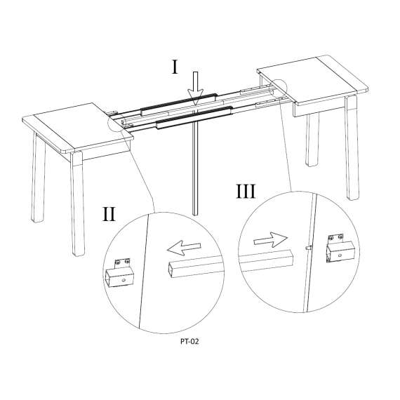 Spisebord Plot 104-224x60 cm - lys eik - uttrekkbart