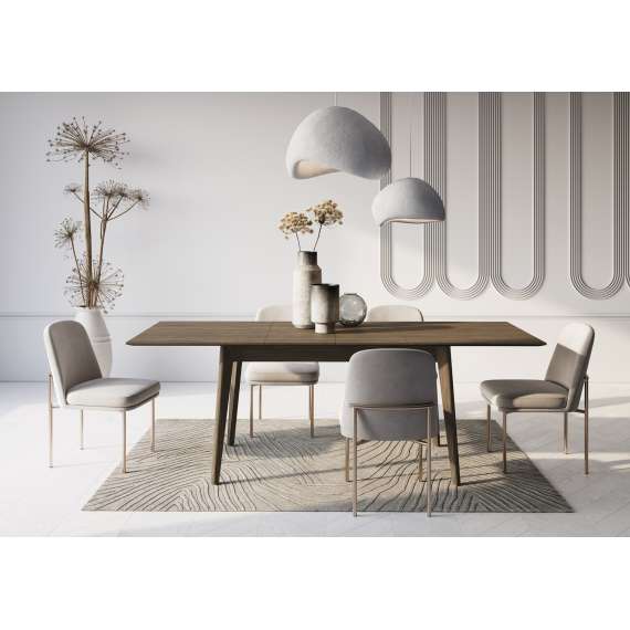 Spisebord Plot 145-220x85 cm - mørk eik - uttrekkbart