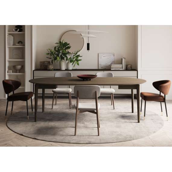 Spisebord Plot 90x210x90 cm - mørk eik - uttrekkbart