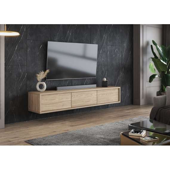 Tv-benk Frida 180 cm - eik - vegghengt - gulvstående