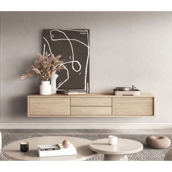 Tv-benk Frida 180 cm - eik - vegghengt - gulvstående