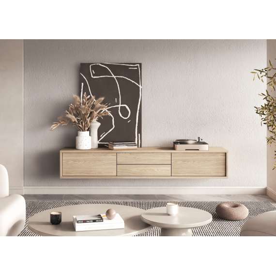 Tv-benk Frida 180 cm - eik - vegghengt - gulvstående