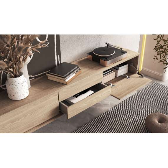 Tv-benk Frida 180 cm - eik - vegghengt - gulvstående