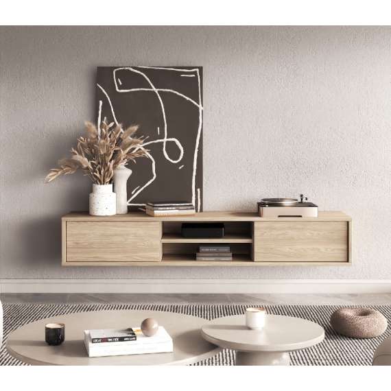 Tv-benk Frida 180 cm - eik - vegghengt - gulvstående