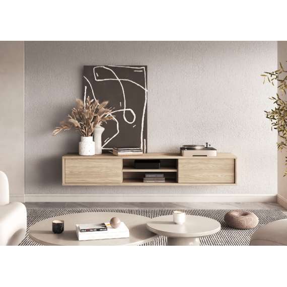Tv-benk Frida 180 cm - eik - vegghengt - gulvstående