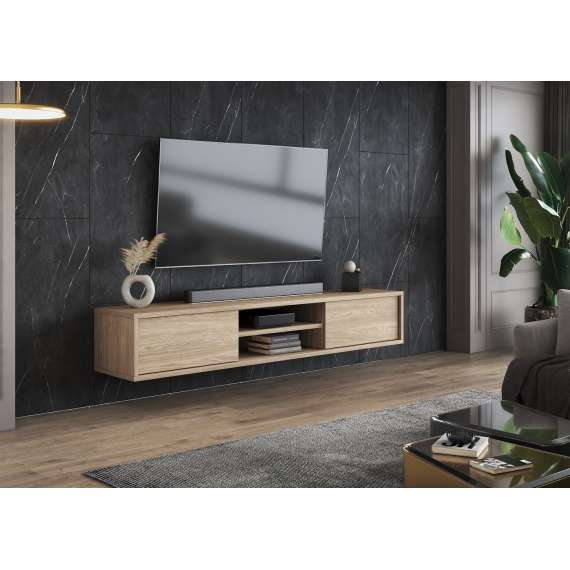 Tv-benk Frida 180 cm - eik - vegghengt - gulvstående