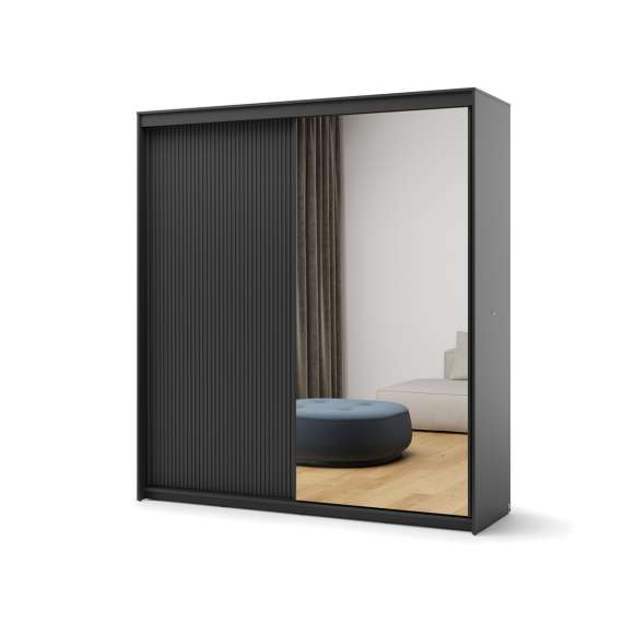 Garderobeskap Trend 200x222 - sort - speil