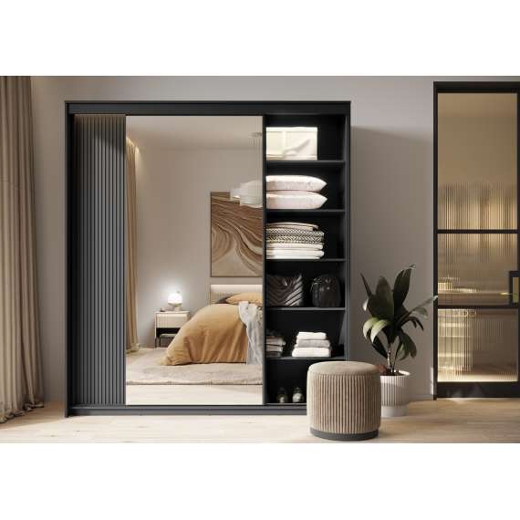 Garderobeskap Trend 200x222 - sort - speil