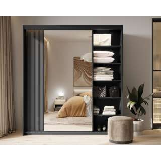 Garderobeskap Trend 200x222 - sort - speil