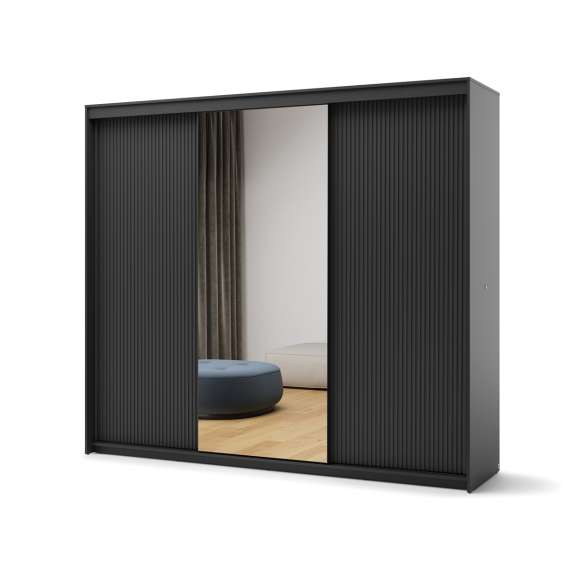 Garderobeskap Trend 250x222 - sort - speil