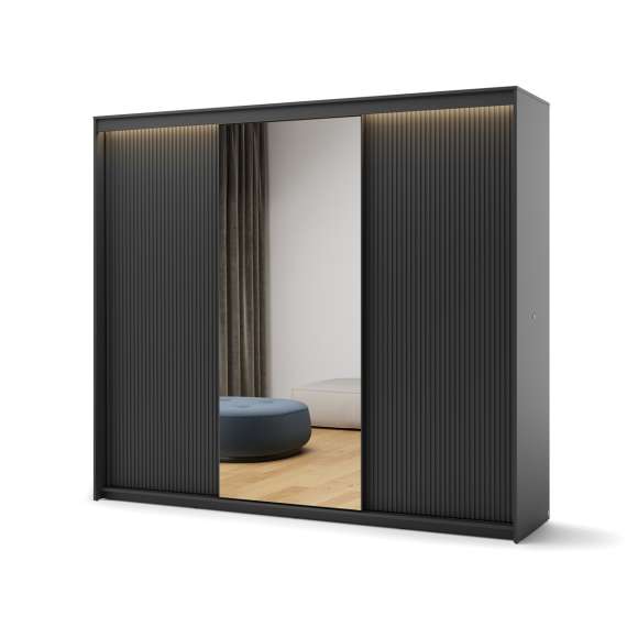 Garderobeskap Trend 250x222 - sort - speil