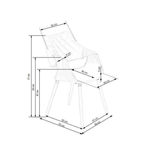 Stol Lunner - valnøtt - sort stoff